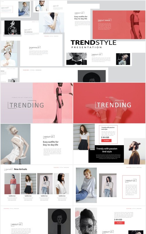 时尚简约作品图片展示PPT模板TREND - Powerpoint ⚡️