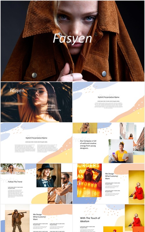 时尚模特摄影展示PPT模板Fasyen Powerpoint Template