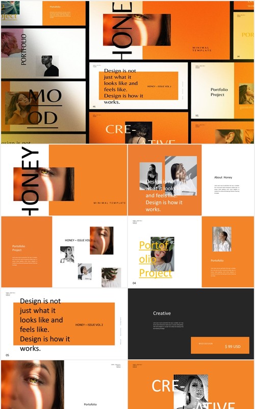 创意作品展示PPT模板HONEY - Creative Powerpoint Fashion