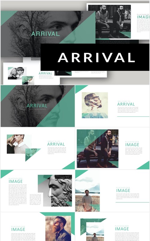 个性创意摄影展示PPT模板Arrival powerpoint