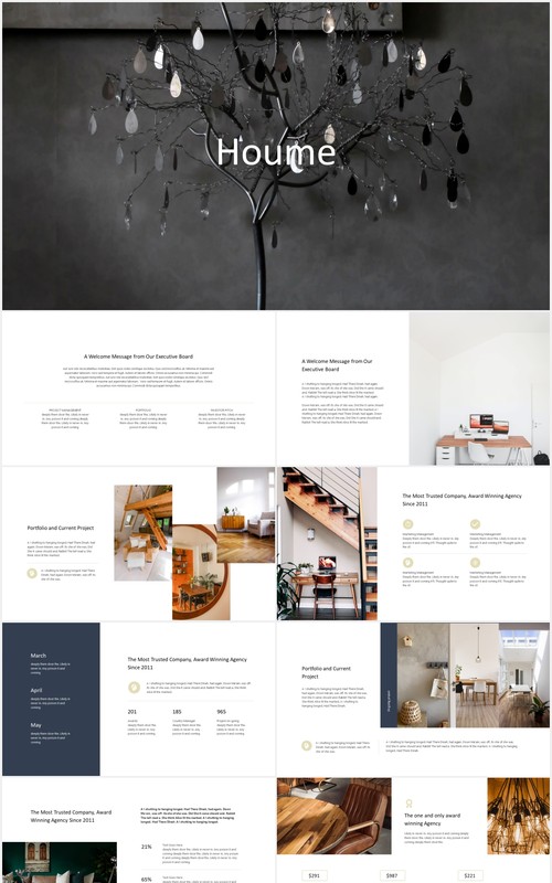 现代家装室内设计展示PPT演示模板houme modern powerpoint presentation