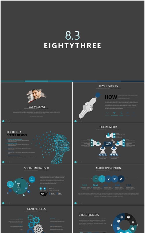 商务工作汇报数据图表PPT模板素材eighty 3 powerpoint template