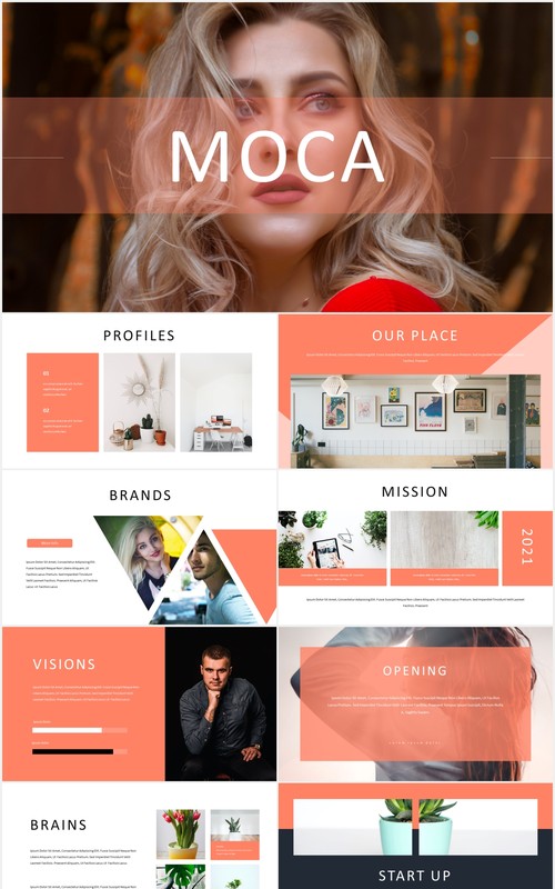 简约国外图片排版PPT图表模板Moca - Powerpoint Template