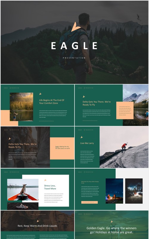 户外旅游探险PPT模板eagle adventure powerpoint template