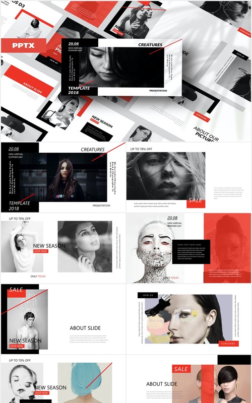 充满创意的图片作品展示PPT模板Stuff Creative Powerpoint