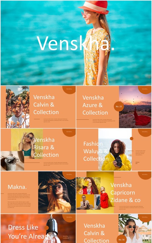 暖色时尚摄影PPT模板Venskha - Powerpoint Template