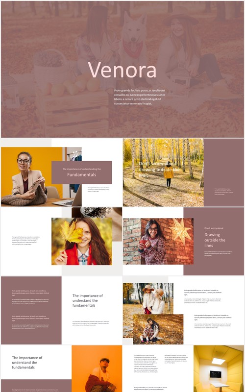 优雅时尚模特摄影展示PPT模板Venora - Elegant Powerpoint Template