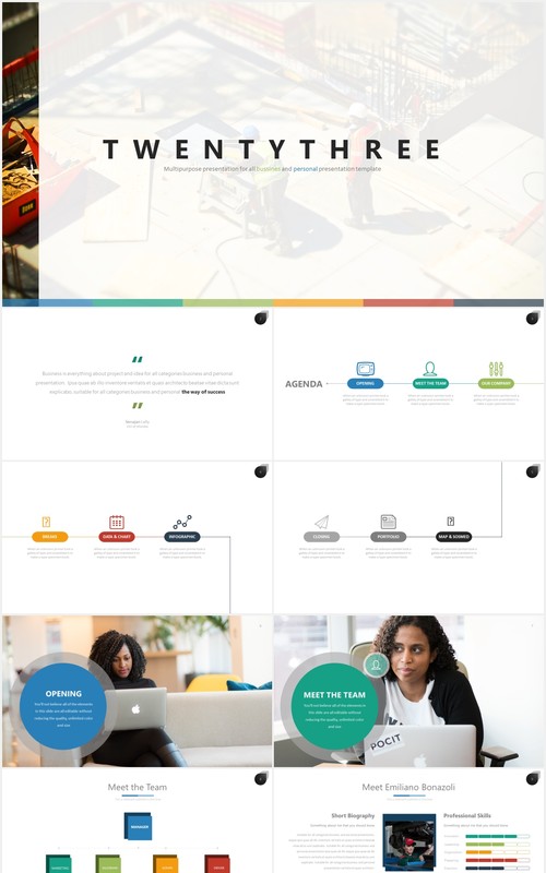 商务公司组织架构流程图PPT素材模板twenty 3 powerpoint template