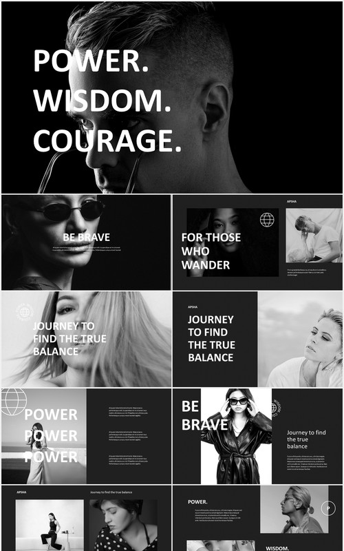 黑色时尚创意机构摄影作品集展示PPT模板apsha creative agency powerpoint template