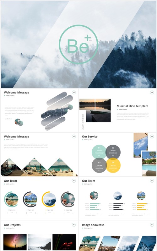 国外图片排版信息图表PPT模板Be+Plus powerpoint template