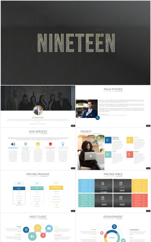 简约商务工作报告PPT素材模板nineteen powerpoint template