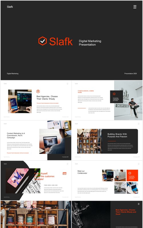商务企业数字营销PPT模板slafk digital marketing powerpoint template