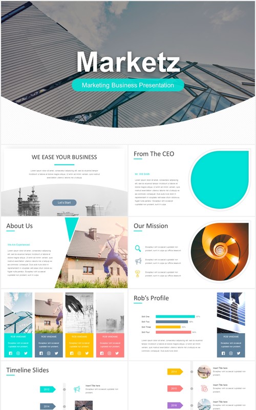市场营销报告数据图表可视化PPT素材模板marketz powerpoint template