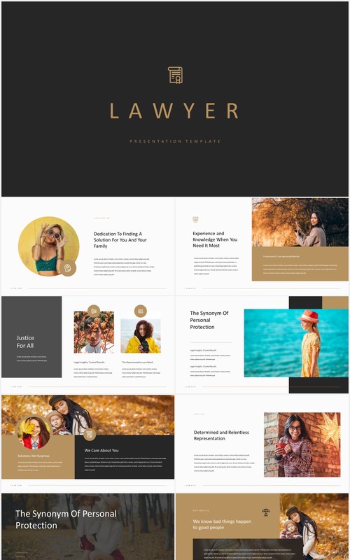 时尚个人简历展示PPT模板lawyer elegant cv powerpoint template