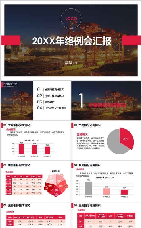 公司年终例会工作汇报PPT模板