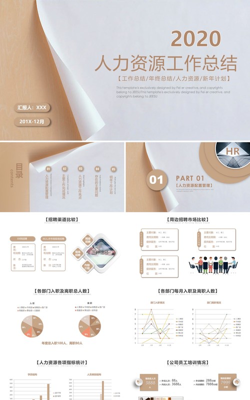人力资源工作计划总结汇报PPT模板4