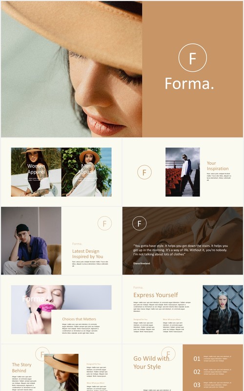 时尚模特展示宣传PPT模板forma modern minimal powerpoint template