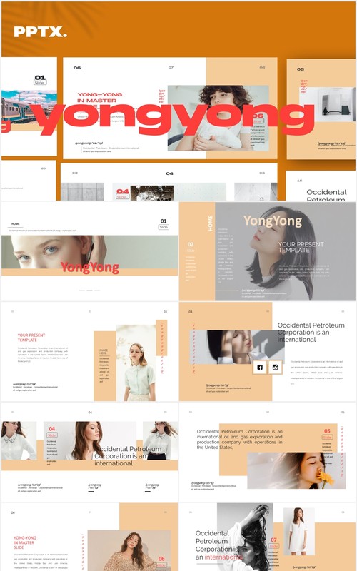 时尚简约作品展示PPT模板Yong - Powerpoint