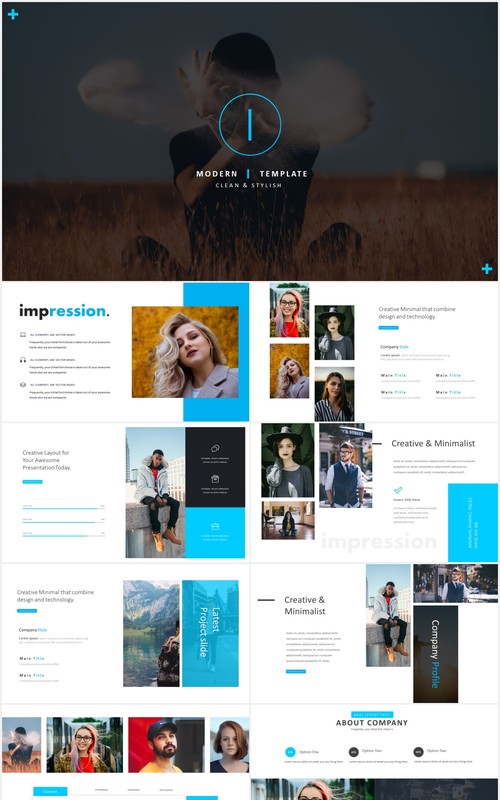 国外简约图表PPT模板impression powerpoint template