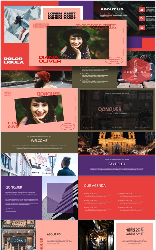 城市主题商业公司PPT模板Qonquer - Urban keynote Business Corporate
