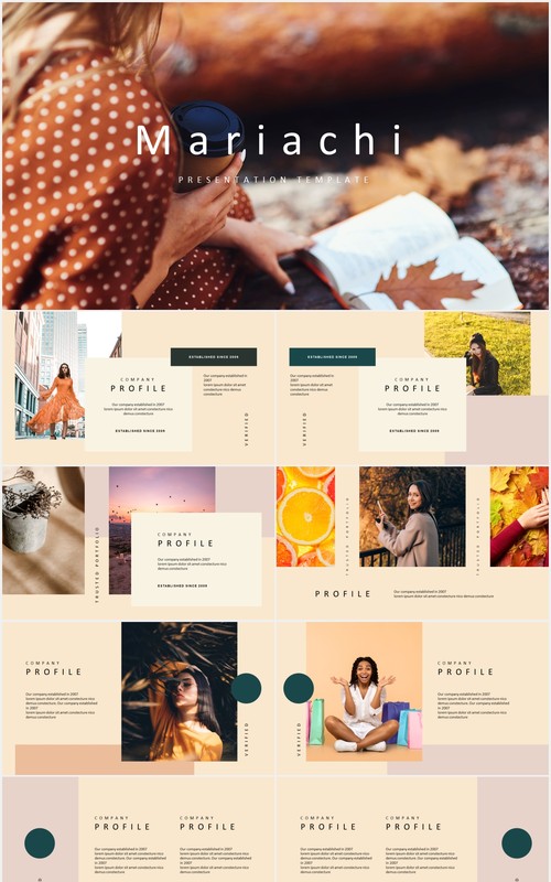 时尚模特摄影展示PPT模板MARIACHI - Powerpoint Template