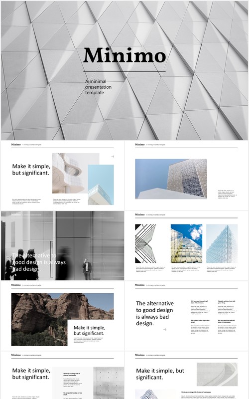 现代商务简约公司宣传PPT模板minimo modern minimal powerpoint template