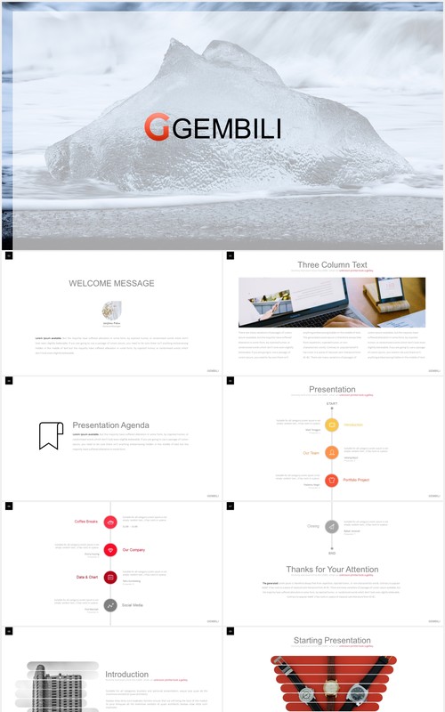 简约工作项目汇报PPT模板gembili powerpoint