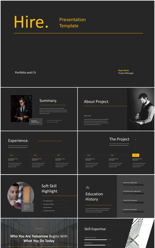 雇佣招聘公司宣传PPT模板hire portfolio powerpoint template