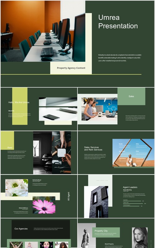 绿色商务工作通用PPT模板Umrea-Interior Business Powerpoint