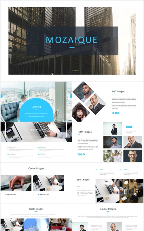 国外商务工作计划总结报告PPT模板Mozaique - Powerpoint Template