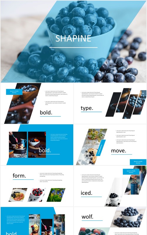 蓝色国外图片排版PPT信息图表模板Shapine - Powerpoint Template