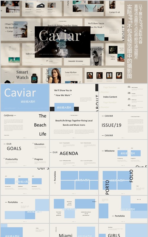 简约欧美PPT图片占位符版式设计模板Caviar Powerpoint