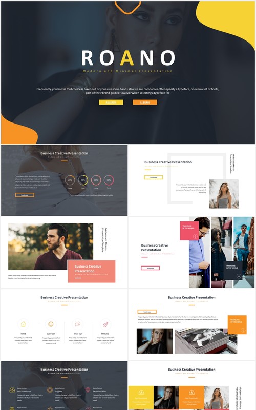 时尚高端国外图片排版PPT信息图表模板Roano - Powerpoint Template