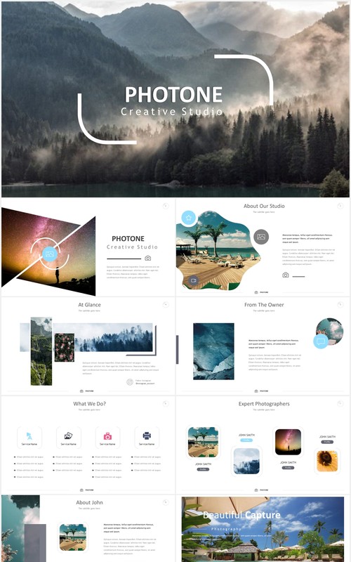 照片展示数据可视化PPT模板photone powerpoint templates