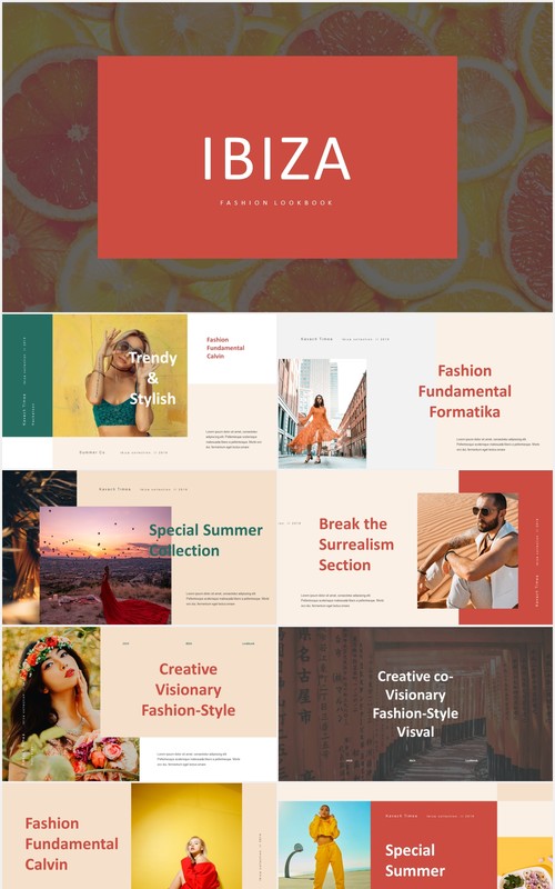 时尚优雅模特摄影展示PPT模板IBIZA - Stylish & Elegant Powerpoint Template