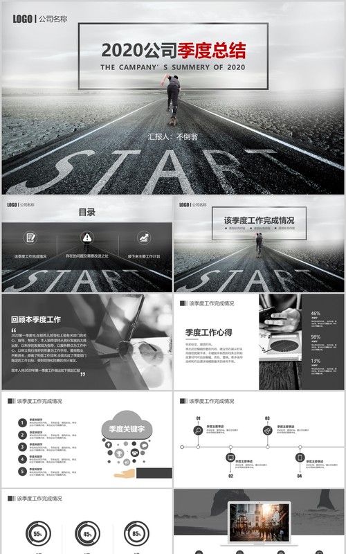 公司季度总结汇报PPT模板