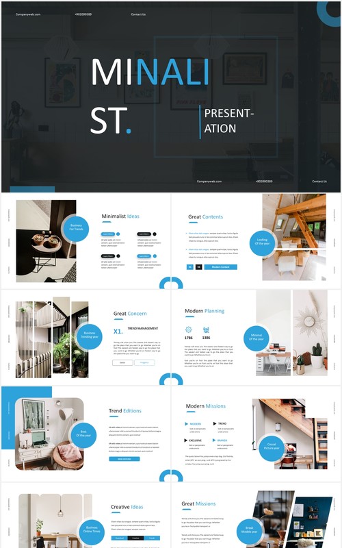 国外简约家装室内设计PPT模板Minalist Powerpoint Template