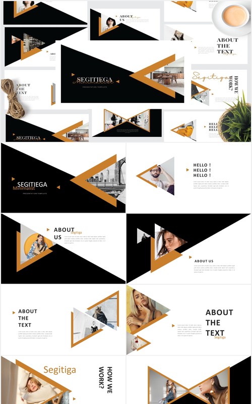 三角形图片作品展示PPT模板SEGI - Minimal Powerpoint
