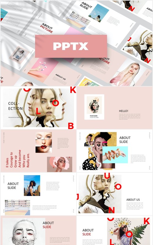 时尚服装设计师作品展示PPT模板Fashion Stylist Powerpoint