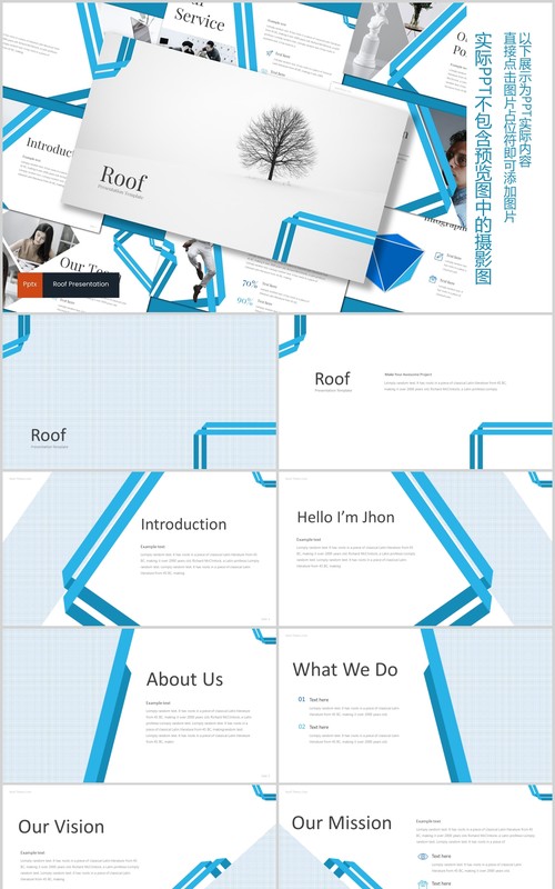 蓝色公司团队介绍个人简介PPT模板roof powerpoint template