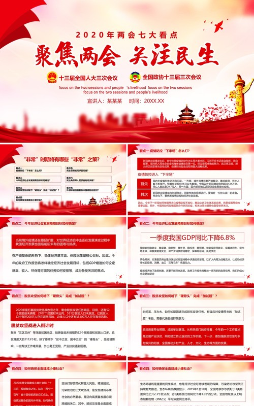 2020年两会学习政府工作报告党建PPT模板