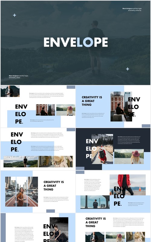 摄影展示国外PPT图片排版模板Envelope Powerpoint Template