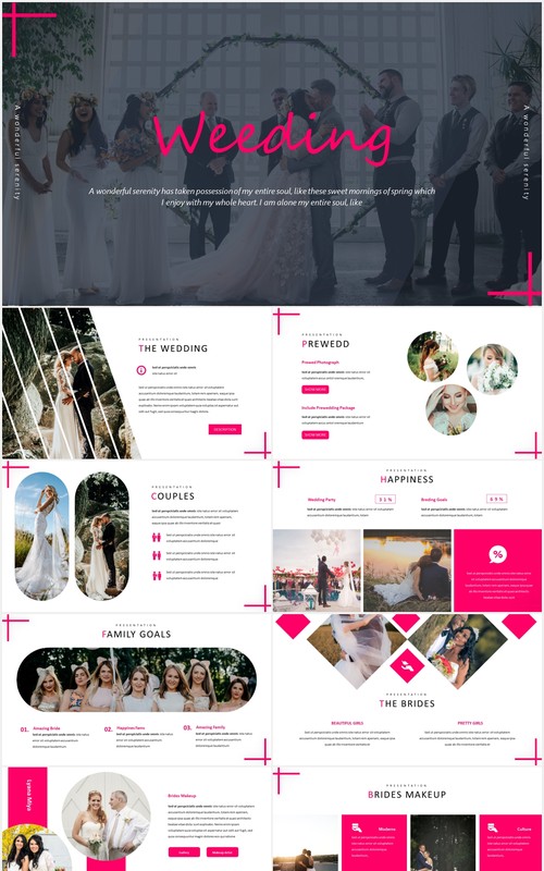 婚礼活动策划结婚照片展示PPT国外模板Wedding - Powerpoint Template