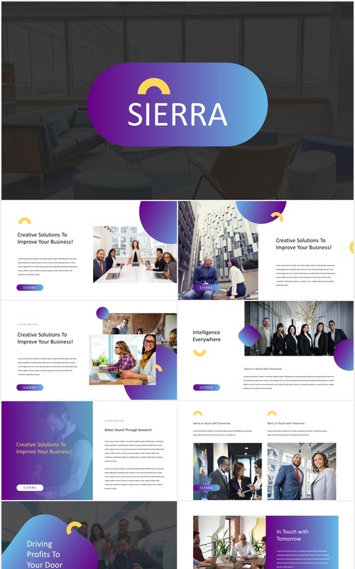 高端现代商务广告策划公司宣传介绍PPT模板Sierra - Modern Powerpoint Template