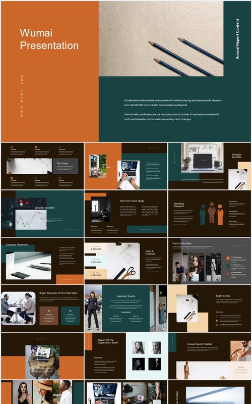 深色时尚公司企业年报宣传介绍PPT模板Wumai-Annual Report Powerpoint