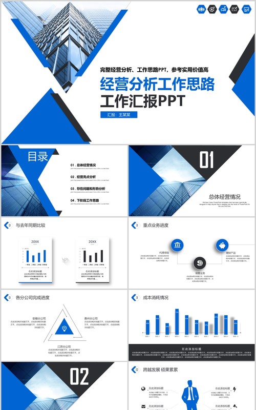 创意商务年工作报告经营分析工作计划PPT模板