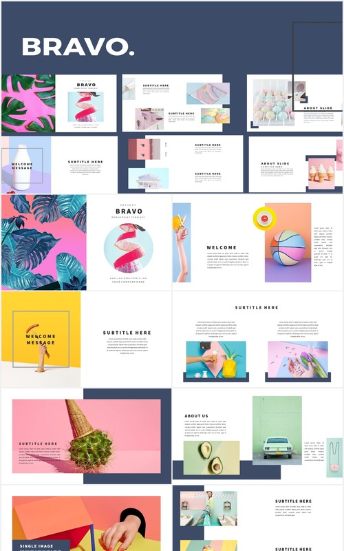创意作品展示PPT模板Bravo - Powerpoint