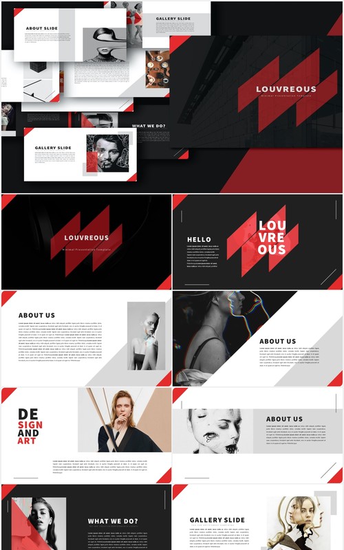 时尚作品展示PPT模板LOUV Powerpoint Template