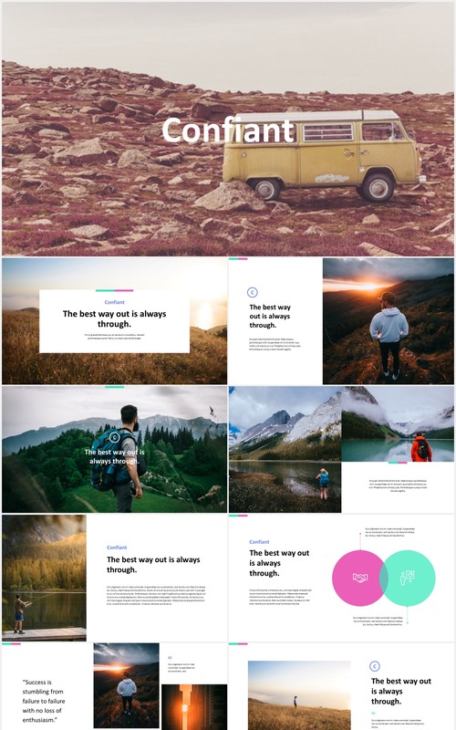 户外旅游展示宣传PPT模板confiant clean simple powerpoint template