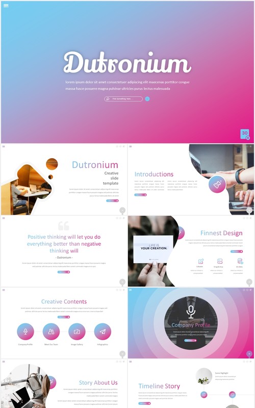 渐变时尚工作汇报国外PPT模板dutronium powerpoint template